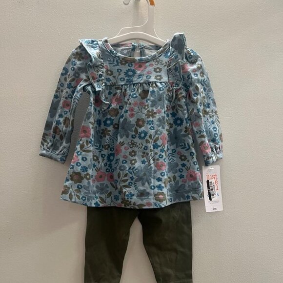 Carter's Just One You Baby Girls' Ditsy Floral Top & Bottom Set -Olive Green, 6M - Picture 2 of 3